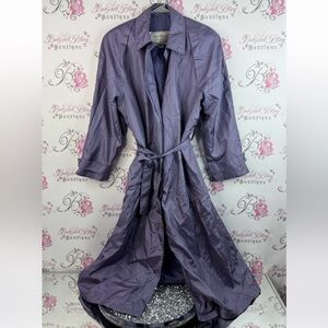 London Fog coat long shiny lilac lavender belted jacket Purple Trench Coat